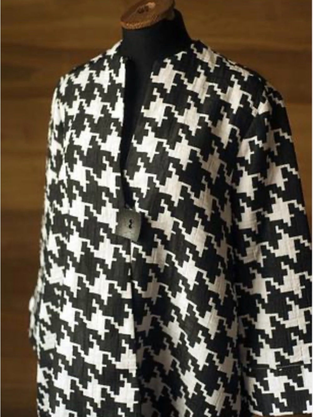Joseph Ribkoff Black and White Houndstooth Blazer - Altered